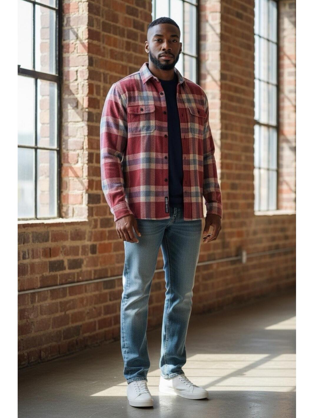$178 Faherty Legend Sweater Shirt Nwt Flannel Copper Falls Plaid Mxc0002 Small